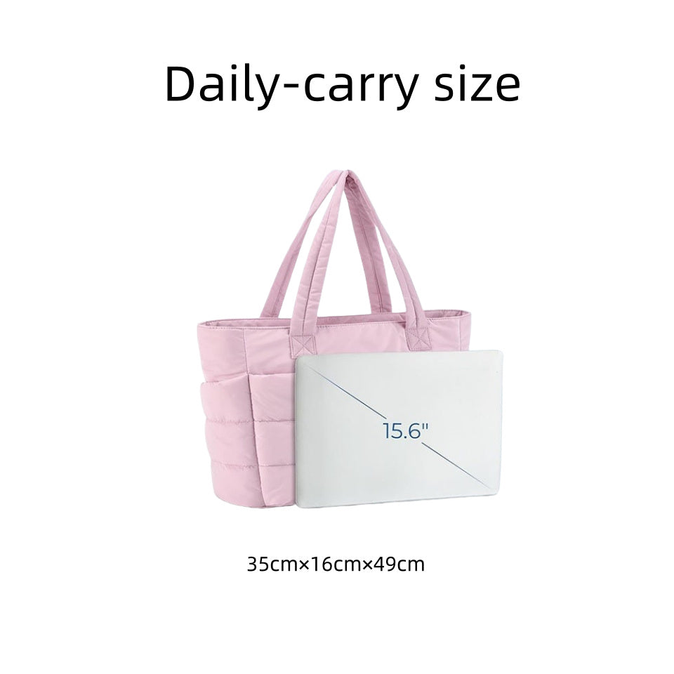 Horizontal square-shaped nylon tote bag