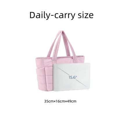 Horizontal square-shaped nylon tote bag