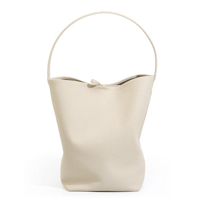 Inside view showing file bag compartment of bucket tote