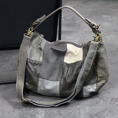 Interior view of polyester cotton-lined leather bag