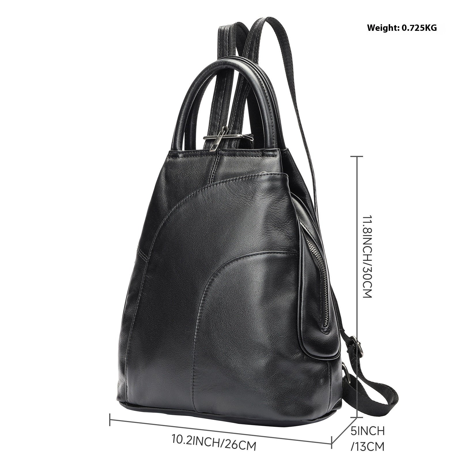 Inside view showing zipper and phone compartments