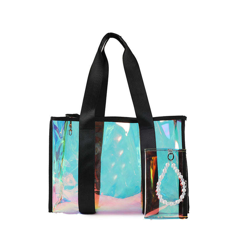 Large oval beach tote bag for travel and pool