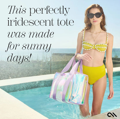 Lavender purple PVC summer tote for beach days