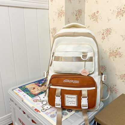 LuxeBlackBag contrast color school backpack