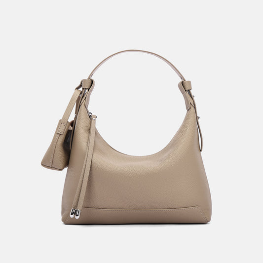 Hemp rope gray minimalist cowhide leather shoulder bag