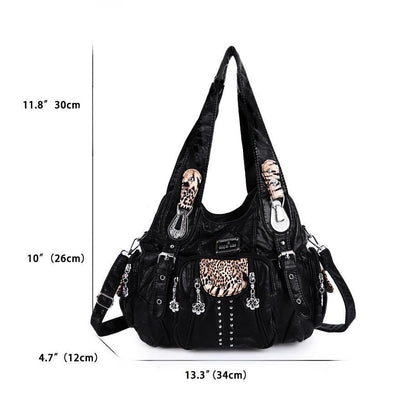 LuxeBlackBag modern soft PU leather handbag