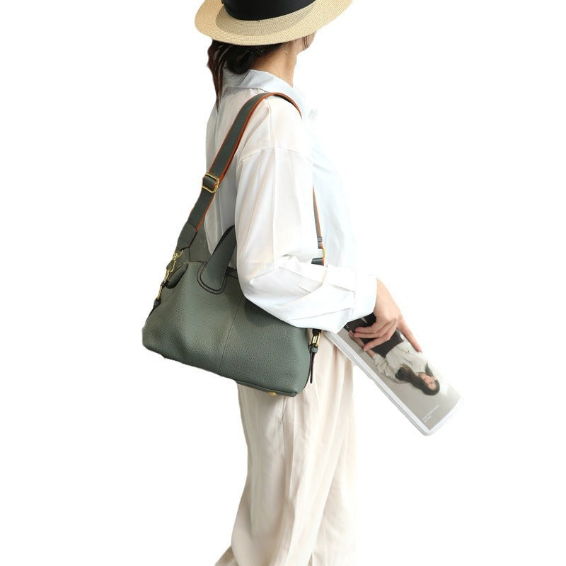 Pearl green luxury cowhide shoulder purse for women