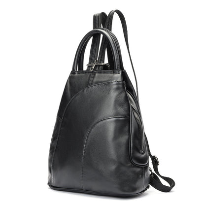 Side profile of cowhide leather backpack for women