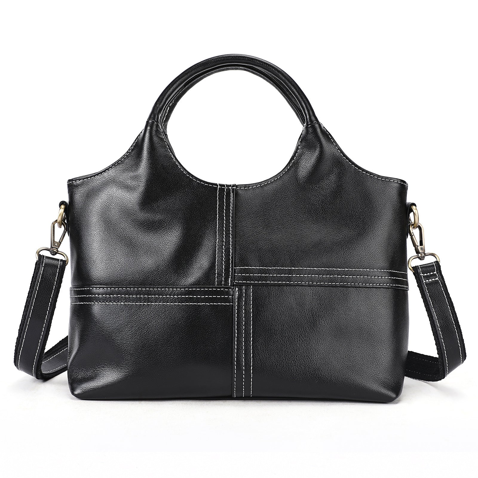 Side profile of women's genuine leather cowhide bag