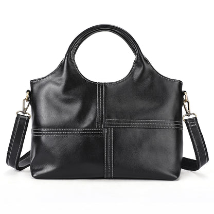 Side profile of women's genuine leather cowhide bag