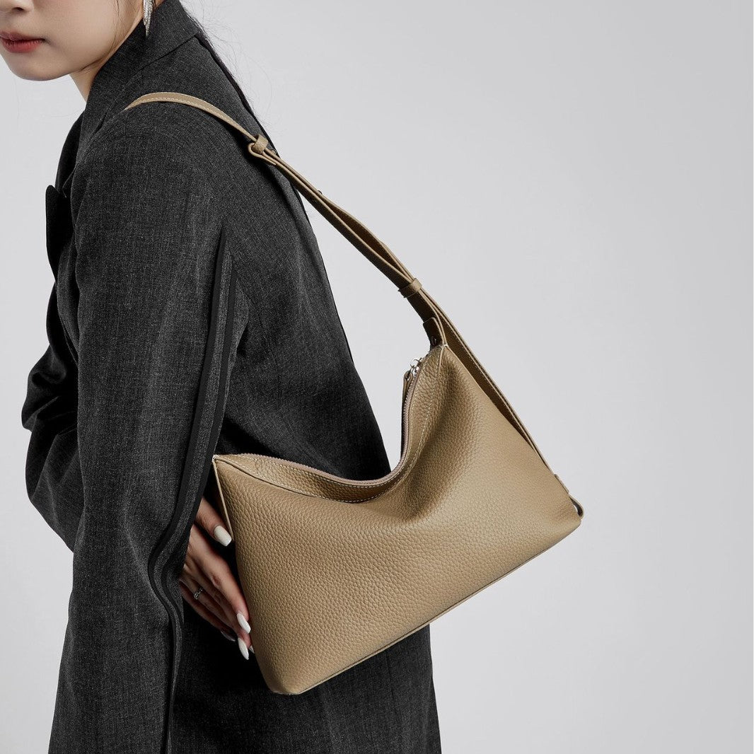 Soft cotton lining inside luxury leather shoulder bag