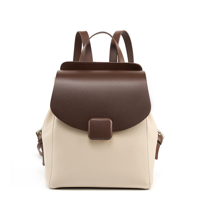 Medium-soft structured mini travel backpack in leather