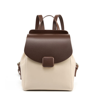 Medium-soft structured mini travel backpack in leather