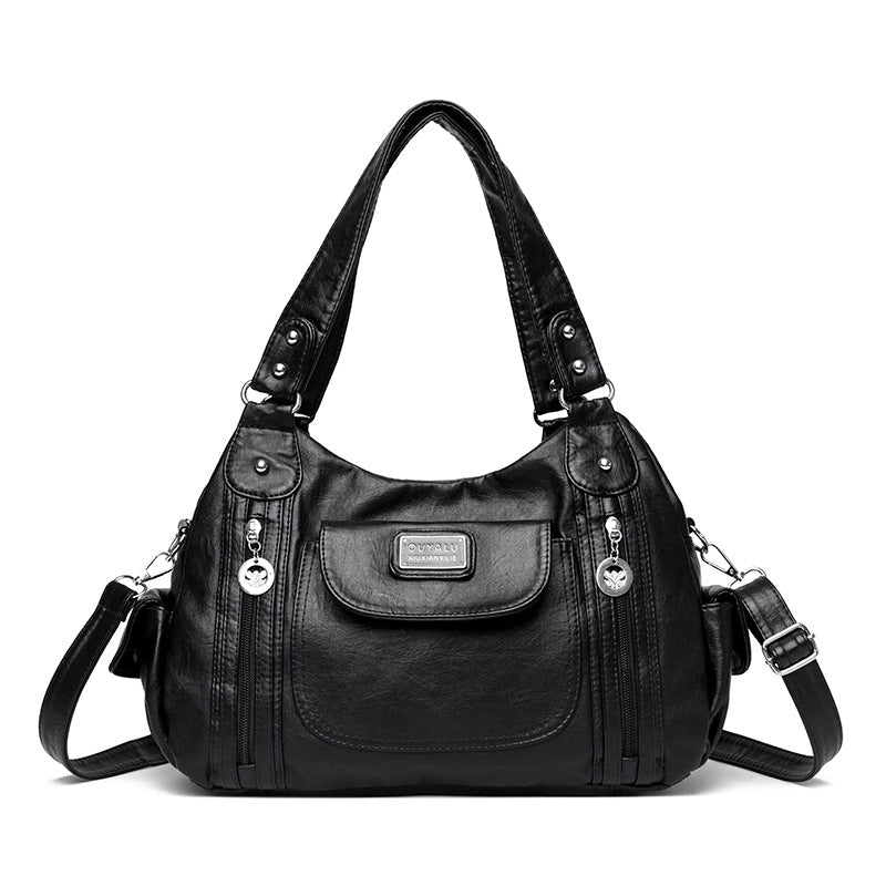 Soft PU leather crossbody bag with zipper pocket