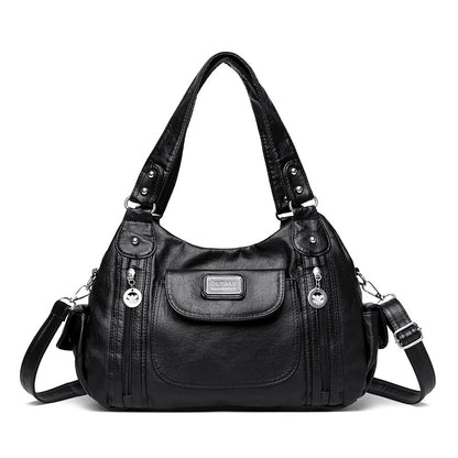 Soft PU leather crossbody bag with zipper pocket