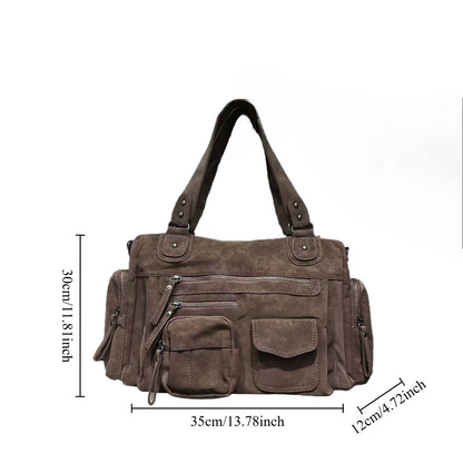 Travel-ready PU leather suede tote for everyday use