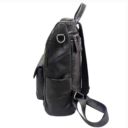 Urban minimalist black leather backpack