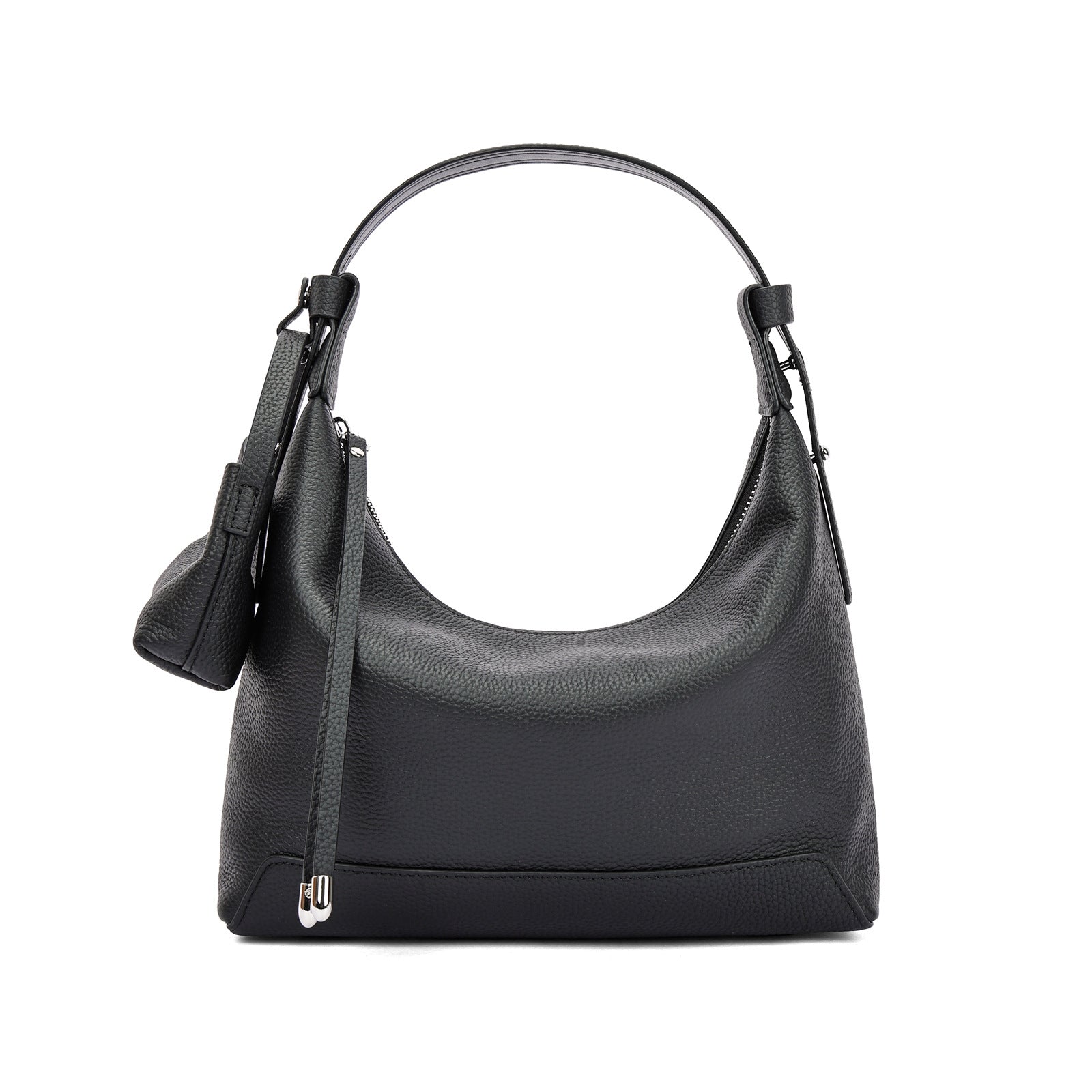 Woman carrying modern urban cowhide leather purse