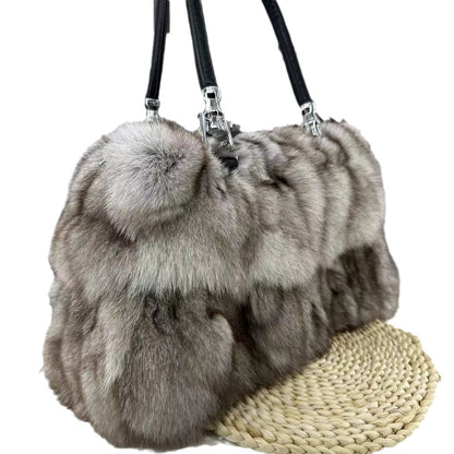 Women’s luxury purse made with authentic fox fur