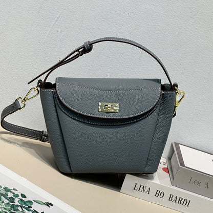 Model wearing macaron bag during casual outing