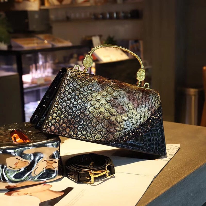 Leather shoulder bag with internal mobile phone pocket