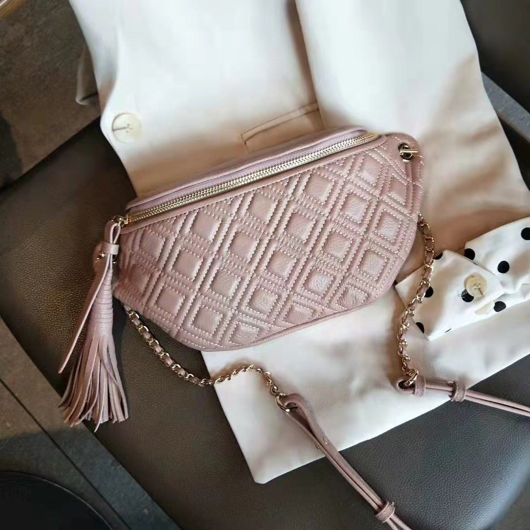 Interior of mini open-top crossbody bag