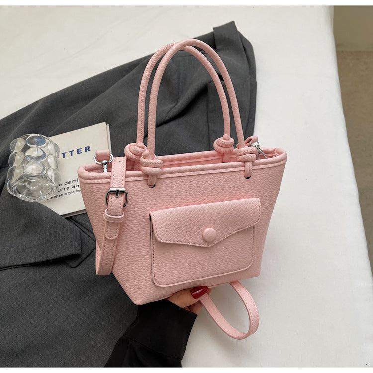 Close-up of polyester inner lining of Korean PU crossbody bag