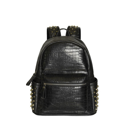 Side view of waterproof black PU leather school laptop bag
