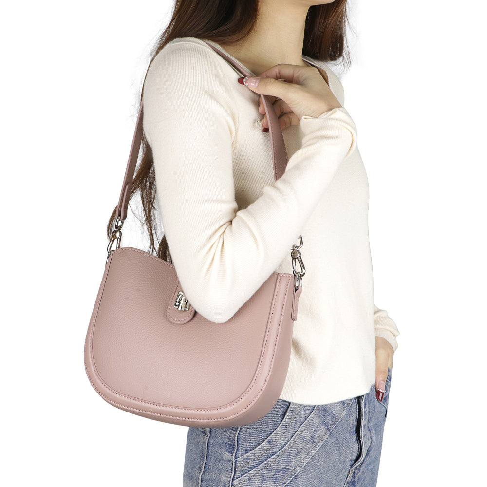 Soft leather double strap messenger bag