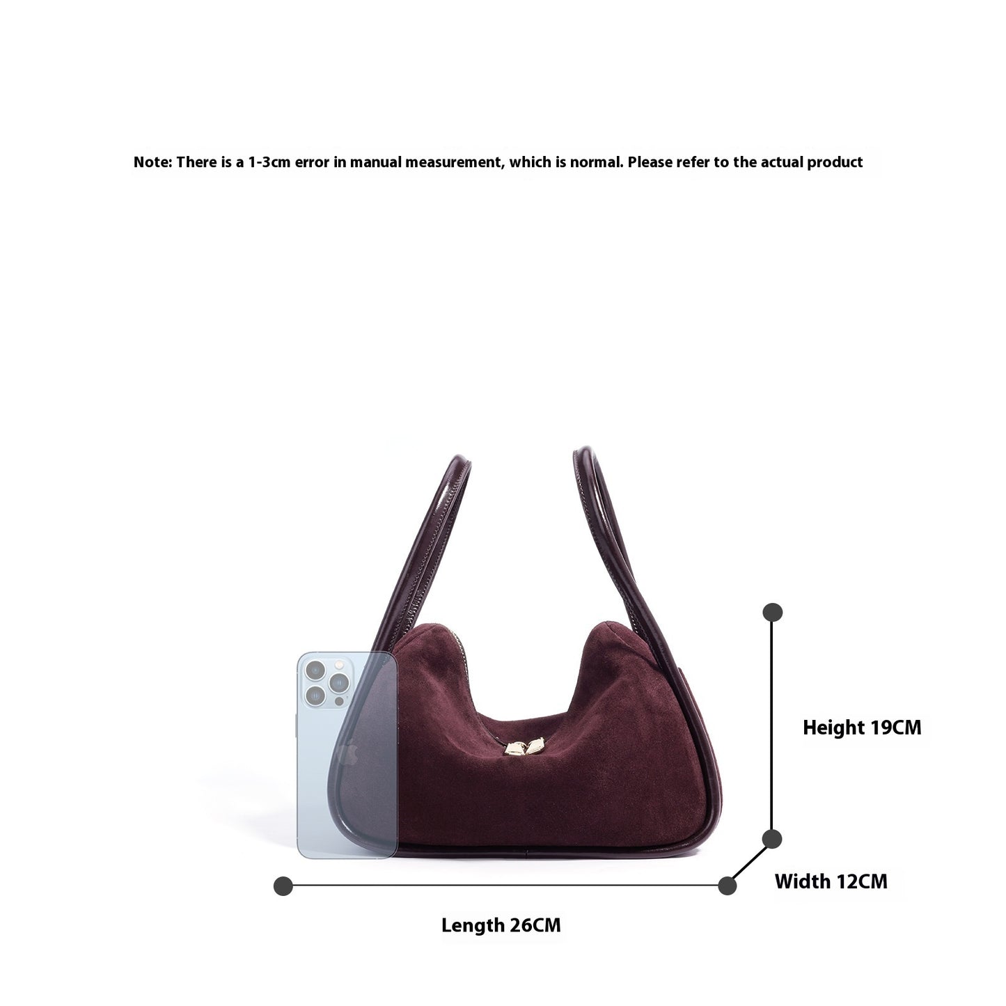 Retro underarm handbag in soft matte leather