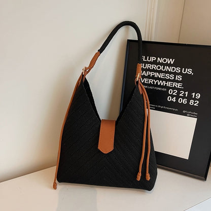Underarm shoulder bag in black nylon with soft structure