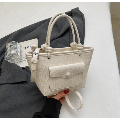 Korean PU shoulder crossbody bag styled with urban casual outfit