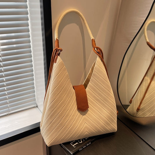 Milky white minimalist nylon tote bag for daily use