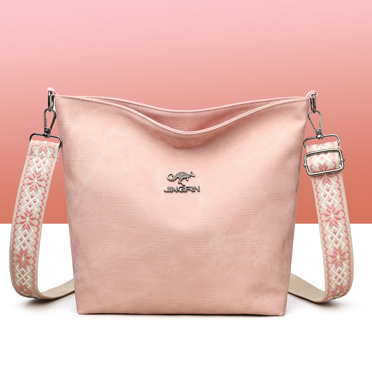 Close-up of stitching on soft PU leather shoulder crossbody bag
