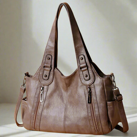 Lake blue PU vintage handbag with rivets