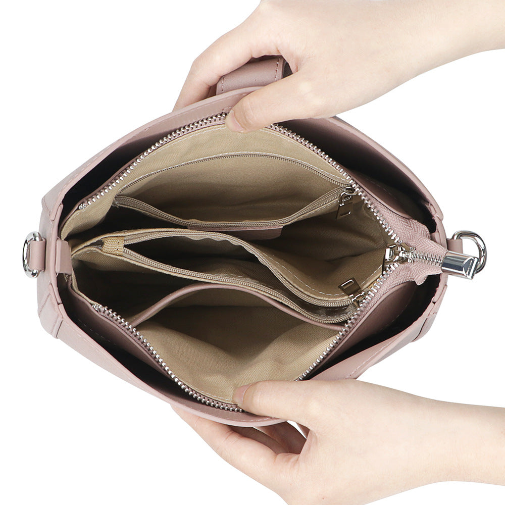 Wine purple cowhide shoulder messenger bag