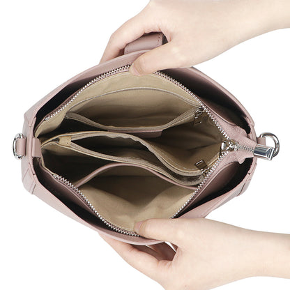 Wine purple cowhide shoulder messenger bag