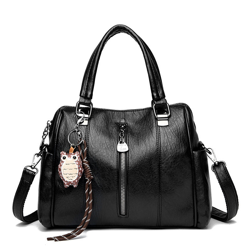 Women's black PU leather crossbody handbag