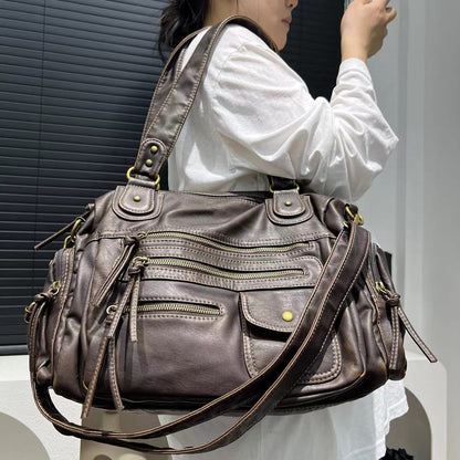 Women's Y2G brown vintage motorcycle shoulder bag
